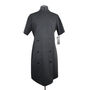 Sharagano women's Ponte knit stand up‎ neck short sleeve sheath dress 10